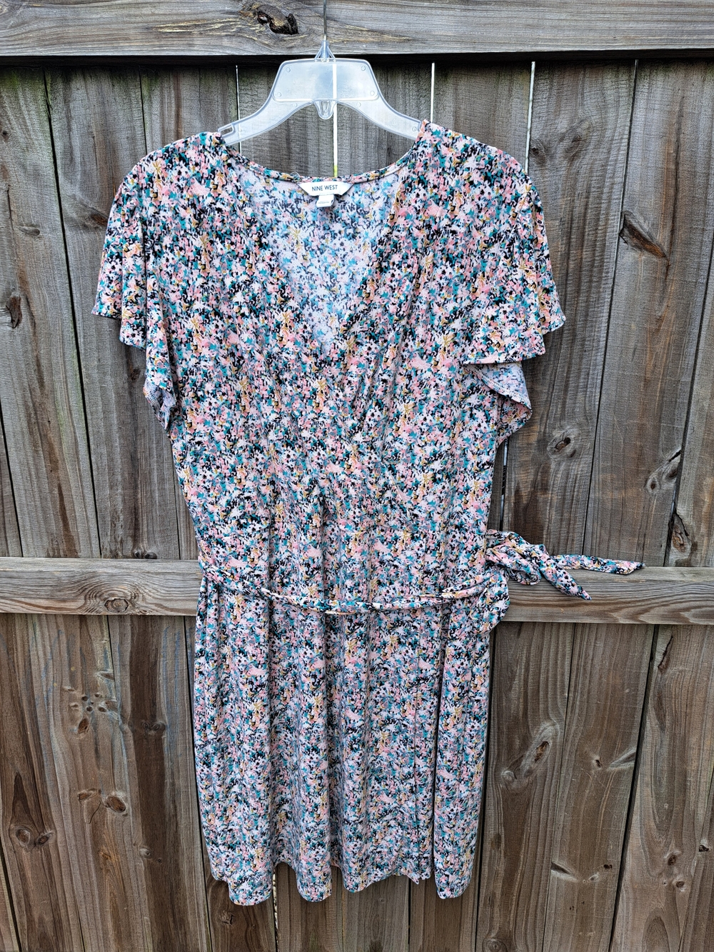 Nine West Floral Wrap Dress - Pink & Green